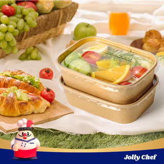 Brown Microwavable Round Kraft Paper Soup Containers with Clear Lids - Hot Soup & Storing Food - JOLLY CHEF - JOLLYCHEF