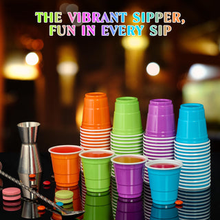 2oz Multicolor Plastic Shot Cups - Tasting & Parties - Lilymicky - JOLLYCHEF
