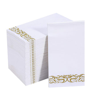 3 - Ply White and Gold Pattern Paper Napkins - Weddings & Parties - Vplus - JOLLYCHEF