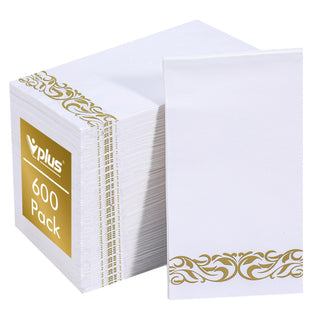 3 - Ply White and Gold Pattern Paper Napkins - Weddings & Parties - Vplus - JOLLYCHEF