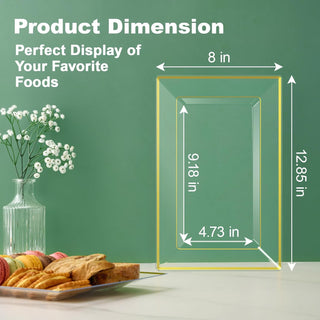 Clear and Gold Rim Rectangle Plastic Serving Trays - Wedding & Parties - Focusline