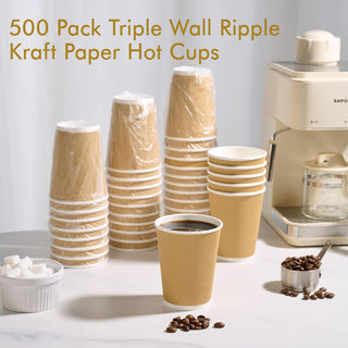 8oz /12oz Brown Ripple Wall Insulated Paper Coffee Cups - Hot Drinks & Cafe - DAILYPACK - JOLLYCHEF