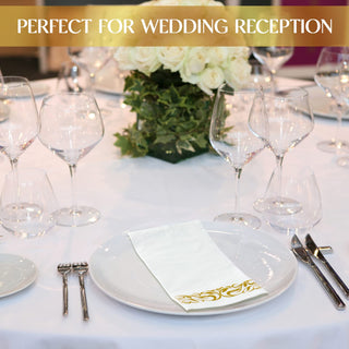 3 - Ply White and Gold Pattern Paper Napkins - Weddings & Parties - Vplus - JOLLYCHEF