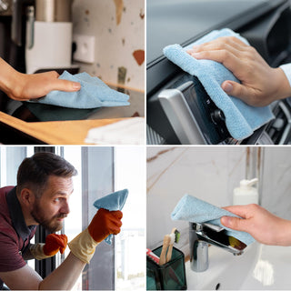 12inx12in Blue Tear Away Perforated Microfiber Cleaning Cloth - Kitchen & Car Cleaning - honova - JOLLYCHEF