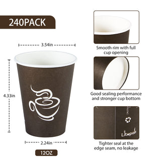 Multiple Sizes Coffee Patterns Brown Paper Coffee Cups - Party & Coffee - LITOPAK - JOLLYCHEF