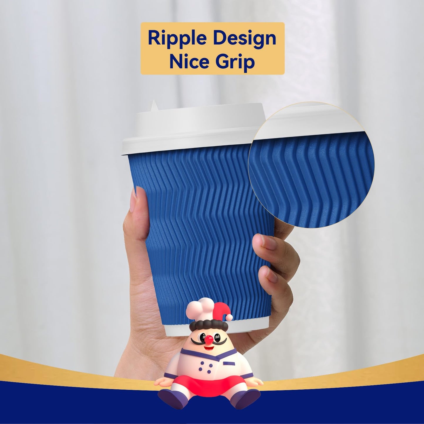 Blue Corrugated Coffee Cups