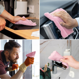 12inx12in Pink & Gray Tear Away Perforated Microfiber Cleaning Cloth - Kitchen & Car Cleaning - honova - JOLLYCHEF
