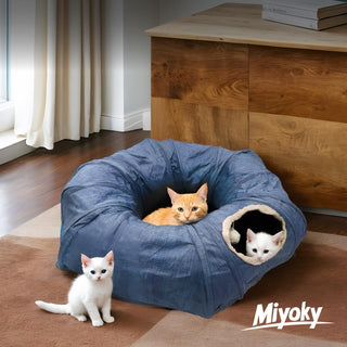 3-Way Durable Cationic Fabric Cat Tunnel - Indoor Play & Resting Spot - Miyoky