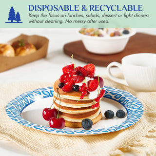 8.375in /10in Blue Camo Round Paper Plates - Daily Use & Parties - MUCHII - JOLLYCHEF