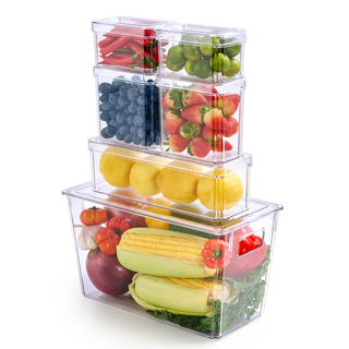 6 Pack / 8 Pack Clear Stackable Plastic Storage Containers - Kitchen & Fridge Organization - MUCHII - JOLLYCHEF