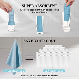 12inx12in Blue Tear Away Perforated Microfiber Cleaning Cloth - Kitchen & Car Cleaning - honova - JOLLYCHEF