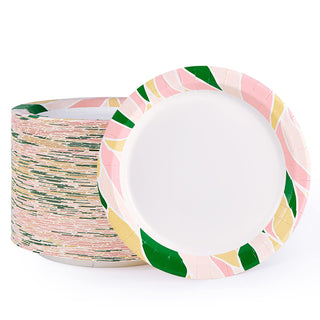 8.375in Pink with Irregular Patterns Round Paper Plates - Parties & Picnics - FOCUSLINE - JOLLYCHEF
