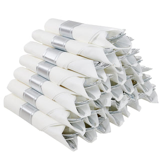 1 - Ply Solid Color Silver Pre Rolled Plastic Silverware - Dinner & Weddings - FOCUSLINE - JOLLYCHEF