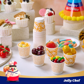 3oz Orange Cloud Pattern Paper Dessert Cups - Party & Picnic - Jolly Chef - JOLLYCHEF