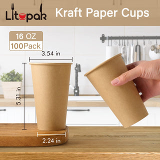 Multiple Size High End Brown Paper Coffee Cups - Diy Design & Office - LITOPAK - JOLLYCHEF