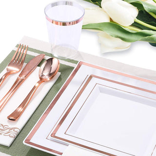 Rose Gold Rim Clear Fancy Disposable Dinnerware Sets - Halloween & Weddings - FOCUSLINE - JOLLYCHEF