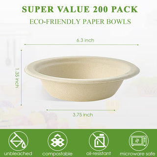 12oz/ 16oz Natural Wide - mouth Compostable Bowls - Milk & Chili Soups - Vplus - JOLLYCHEF