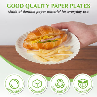 6in/ 7in White Paper Plates - Perfect for Picnics & Birthdays - FOCUSLINE - JOLLYCHEF