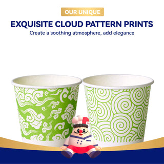 3oz Green Cloud Pattern Paper Dessert Cups - Party & Picnic - Jolly Chef - JOLLYCHEF