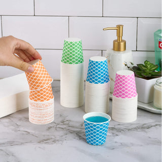 3oz Multicolor Wavy Stripes Patterns Paper Dessert Cups - Mini Snack Cup & Cupcake - LITOPAK - JOLLYCHEF
