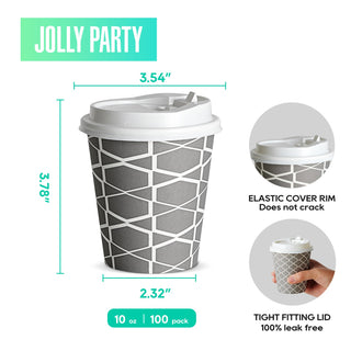 Multiple Size Gray Paper Coffee Cups with Lids - To Go Cups & Home - Jolly Party - JOLLYCHEF