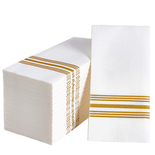 1 - Ply Silver Striped Pattern Disposable Hand Towels - Guestrooms & Restaurants – Vplus - JOLLYCHEF