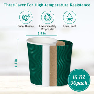 10oz/ 12oz/ 16oz Elegant Multicolor Ripple Wall Durable Paper Coffee Cups - Tea Hot Chocolate & Office - MUCHII - JOLLYCHEF