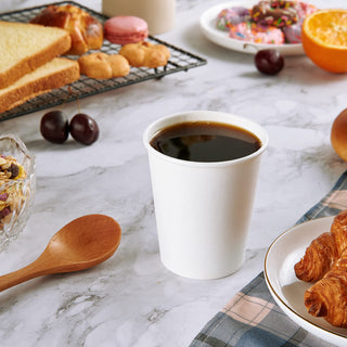 8oz/ 12oz/ 16oz White Paper Coffee Cups With Black Lids - Cold/Hot Drinking & Office - Vplus - JOLLYCHEF