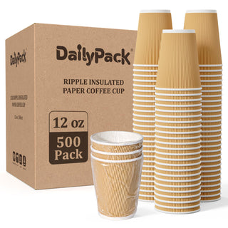 8oz /12oz Brown Ripple Wall Insulated Paper Coffee Cups - Hot Drinks & Cafe - DAILYPACK - JOLLYCHEF