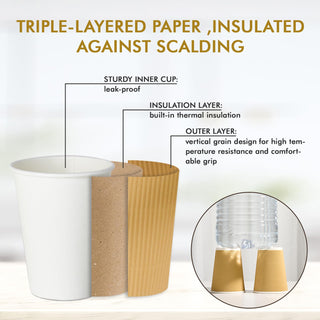 8oz /12oz Brown Ripple Wall Insulated Paper Coffee Cups - Hot Drinks & Cafe - DAILYPACK - JOLLYCHEF