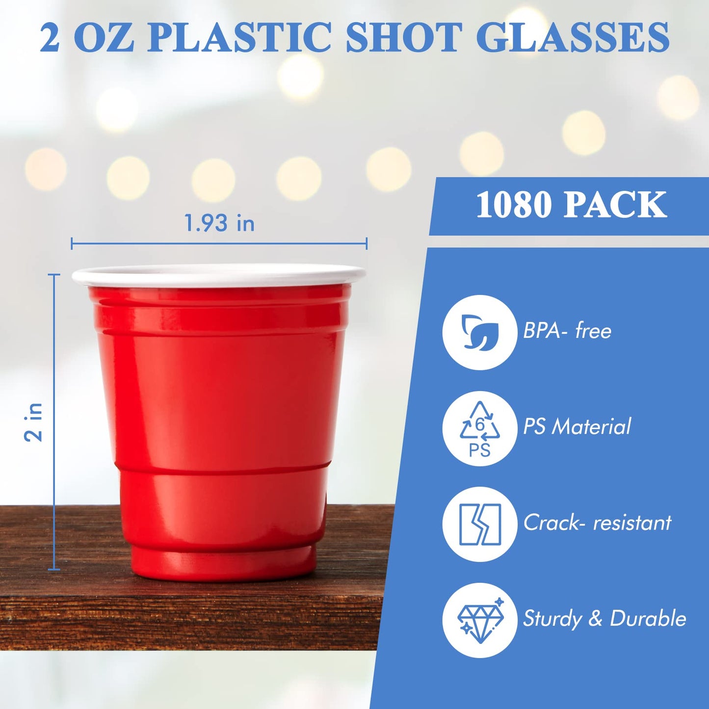 「Jolly Choice」2oz Red Plastic Shot Cups