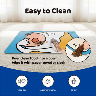 Artist-Designed Absorbent Non-Slip Pet Feeding Mat - Waterproof & Easy Clean Dog Food Mat - Home & Travel - Miyoky