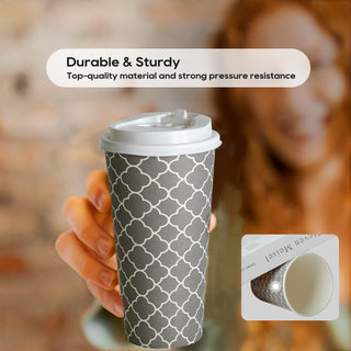 Multiple Size Gray Paper Coffee Cups with Lids - To Go Cups & Home - Jolly Party - JOLLYCHEF