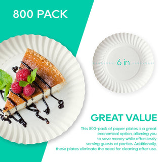 6in /8.5in White Paper Plates - Perfect for Picnics & Birthdays - JOLLY PARTY - JOLLYCHEF