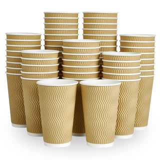 8oz/ 12oz/ 16oz Ripple Wall Durable Paper Coffee Cups - Hot Beverage & Office - DAILYPACK - JOLLYCHEF