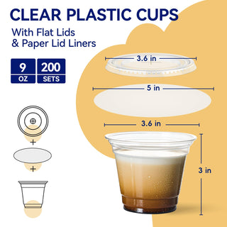 9oz/12oz/16oz/20oz Disposable Clear Plastic cups with Lid and Straw - Party & Picnic Use - Jolly Chef - JOLLYCHEF