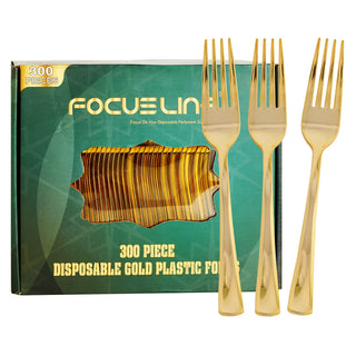 Gold Elegant Plastic Knives, Forks & Spoons - Catering & Wedding - FOCUSLINE - JOLLYCHEF