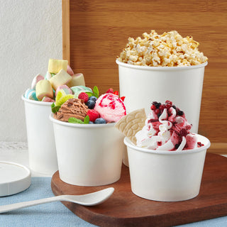 White Microwavable Paper Soup Containers with Lids - Hot Soup & Storing Food - LITOPAK - JOLLYCHEF