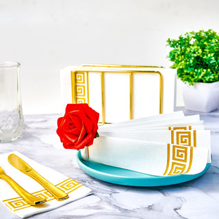 1 - Ply White and Gold Pattern Linen - Feel Disposable Hand Towels - Weddings & Kitchens – LITOPAK - JOLLYCHEF