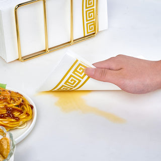 1 - Ply White and Gold Pattern Linen - Feel Disposable Hand Towels - Weddings & Kitchens – LITOPAK - JOLLYCHEF