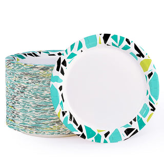 8.375in Blue with Irregular Patterns Round Paper Plates - Parties & Picnics - FOCUSLINE - JOLLYCHEF