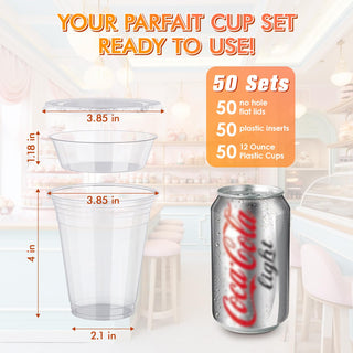 12 oz Clear Elegant Parfait Cup with Insert & Flat lids - Party&Wedding - Lilymicky - JOLLYCHEF
