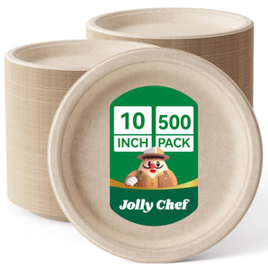 10 Inch 500 Pack Heavy Duty Plates Eco-Friendly Disposable Paper Plates