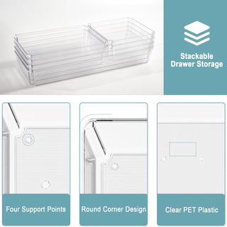 Clear Rectangular Stackable Plastic Drawer Organizer -   Kitchen & Bathroom Storage - JOLLYIN - JOLLYCHEF