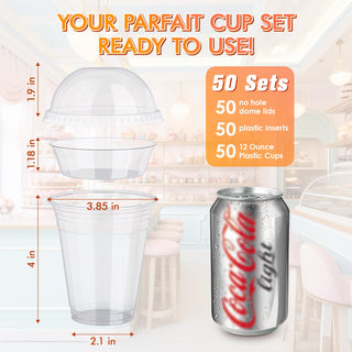 12 oz  Clear Elegant Parfait Cup with Insert & Dome lids - Party&Wedding - Lilymicky - JOLLYCHEF