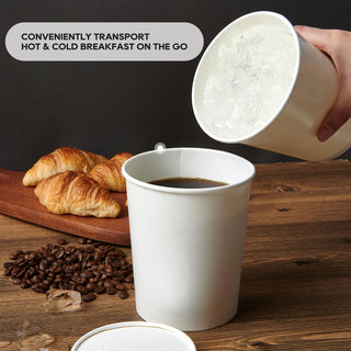 White Microwavable Paper Soup Containers with Lids - Hot Soup & Storing Food - LITOPAK - JOLLYCHEF