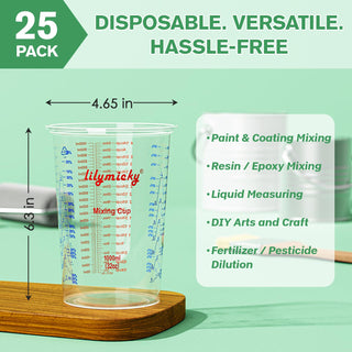 20oz/32oz Clear Plastic Measuring Cups with Stirrers - Kitchen & DIY Projects - Lilymicky - JOLLYCHEF