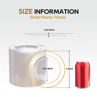 7in /10in Elegant Clear Plastic Plates with Gold Rim - Wedding & Birthday Party - FOCUSLINE - JOLLYCHEF