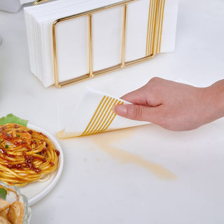 1 - Ply Gold Striped Pattern Paper Napkins - Guestrooms & Bathroom - LITOPAK - JOLLYCHEF