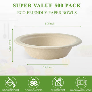 12oz/ 16oz Natural Wide - mouth Compostable Bowls - Milk & Chili Soups - Vplus - JOLLYCHEF